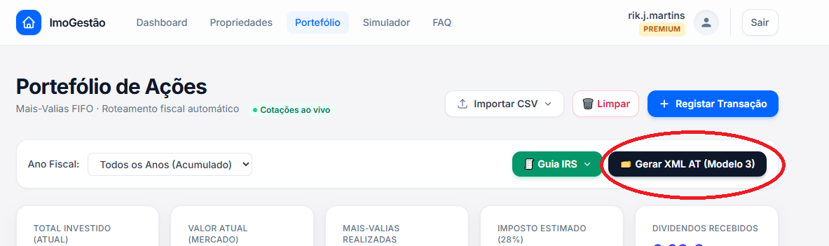 Botão XML Website